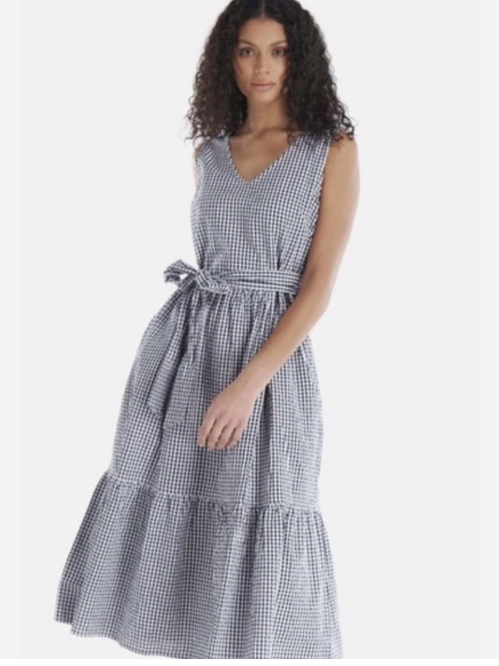 Barbour Black and White Checkered Midi Dress